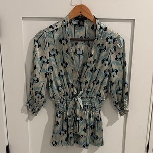 BCBGMaxAzria Floral Print Blouse - Cream and Black